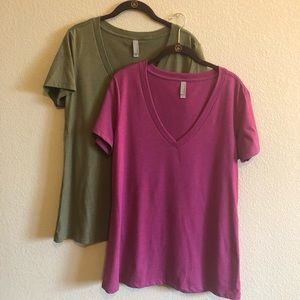 Next Level Pink & Green V-Neck Tees XXL